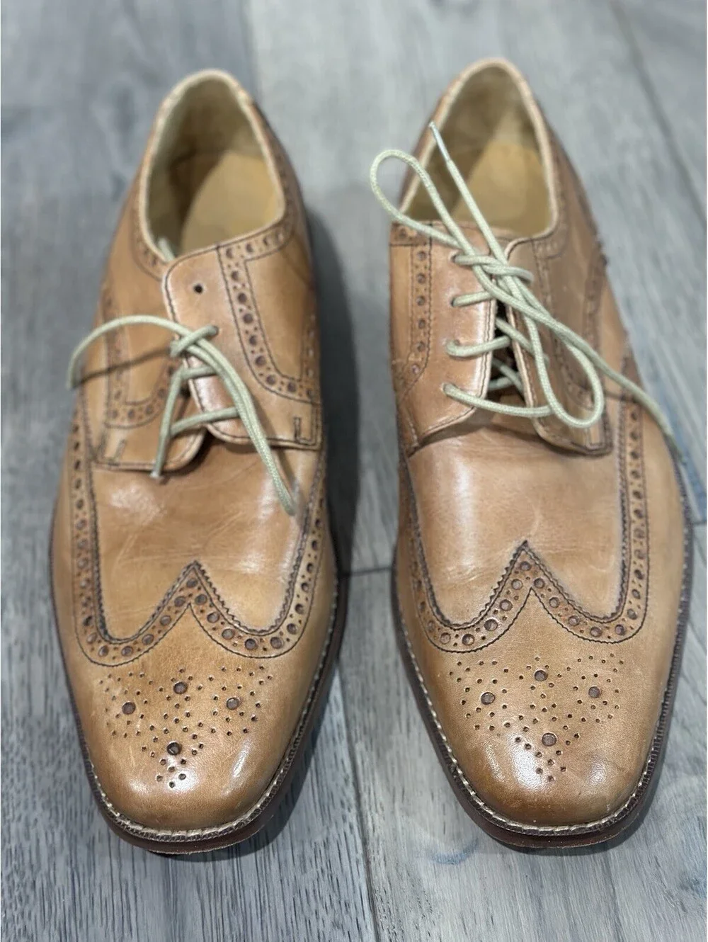 Cole Haan Wingtip Oxford Brown Leather Dress Shoes C09303 Mens Size 9 1/2